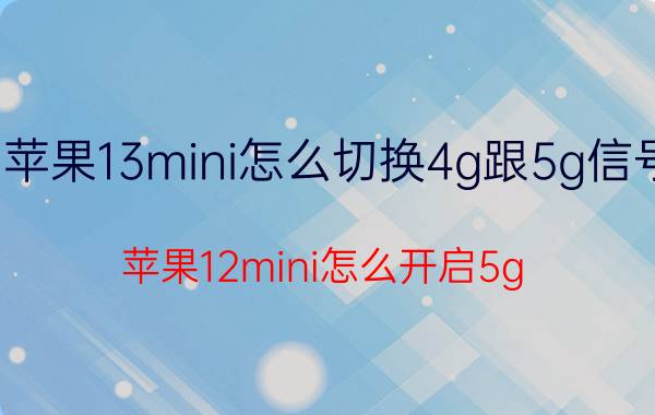 苹果13mini怎么切换4g跟5g信号 苹果12mini怎么开启5g？